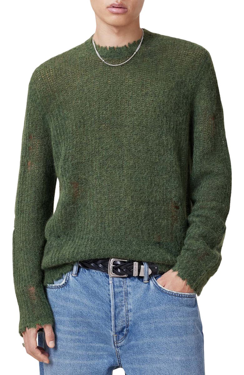 AllSaints Bleaker Raw Edged Crewneck Sweater, Main, color, 