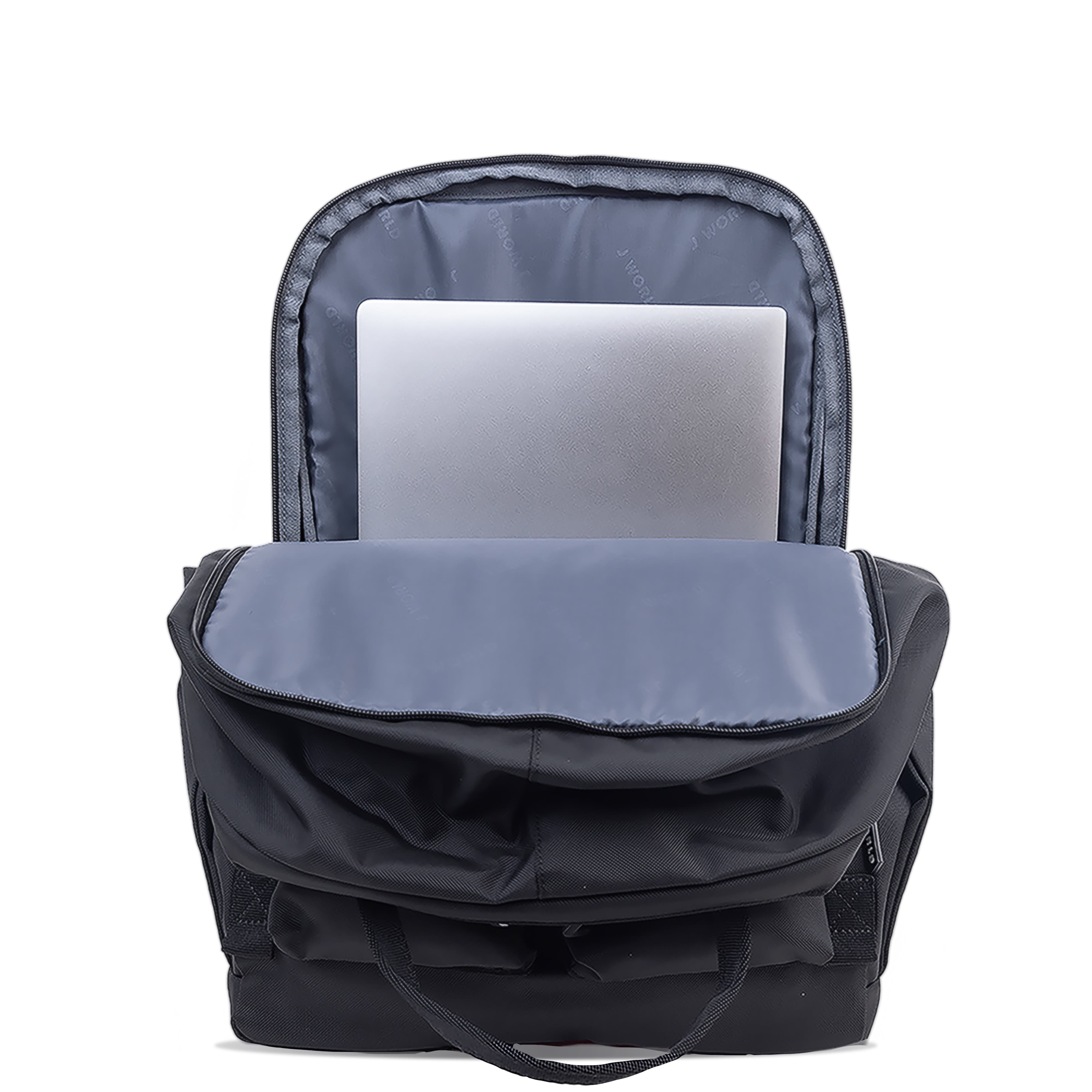 J World Timo Unisex Multi-Functional Laptop Backpack for School and Travel, Alternate, color, Black