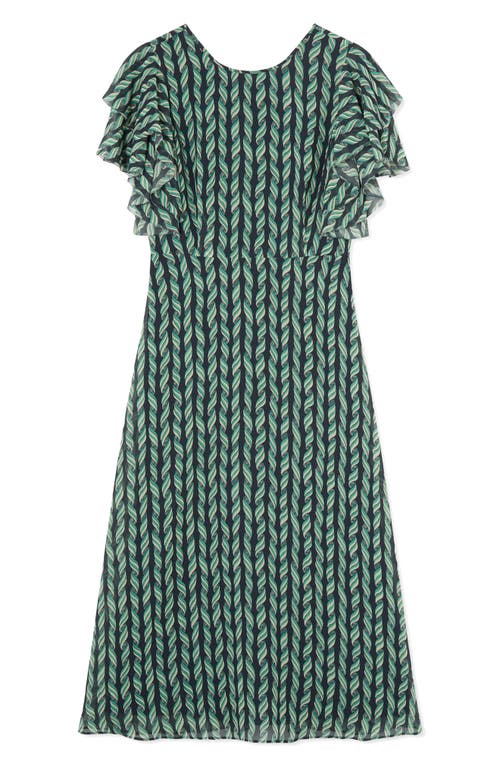 Lk Bennett Short Sleeve A-line Midi Dress In Multi