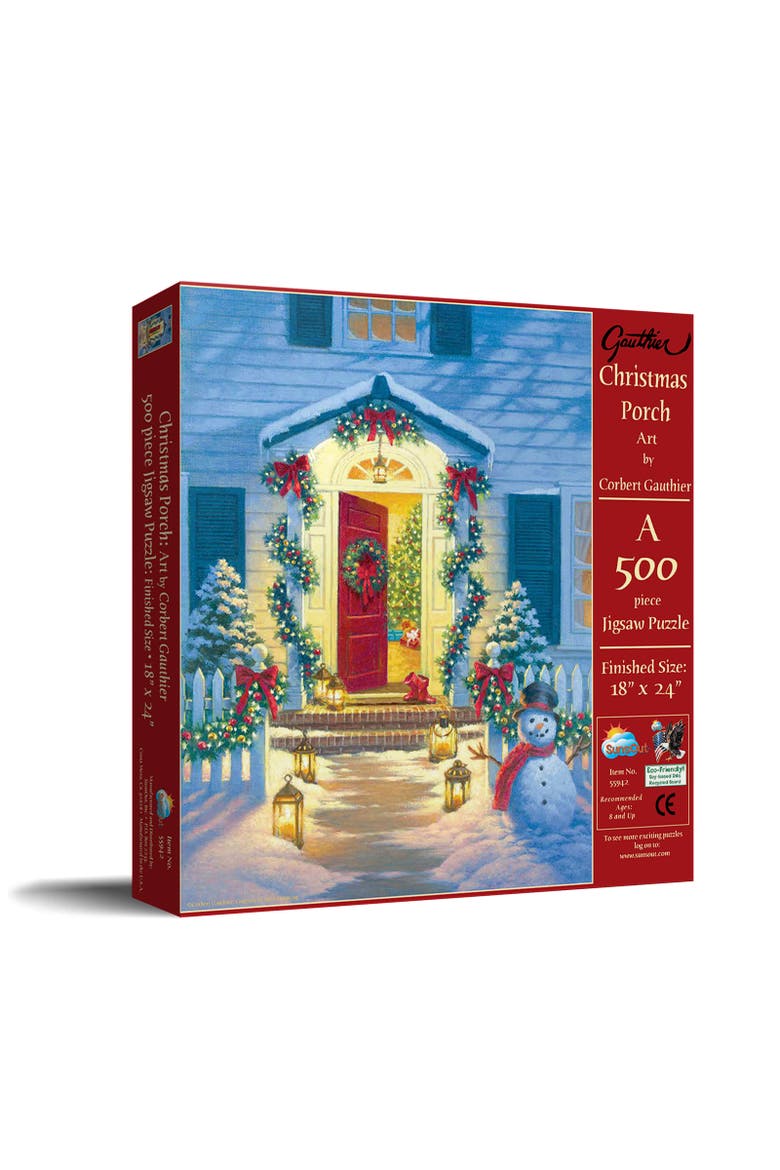 Christmas Porch 500 piece Jigsaw Puzzle for Adults, Main, color, Multicolor