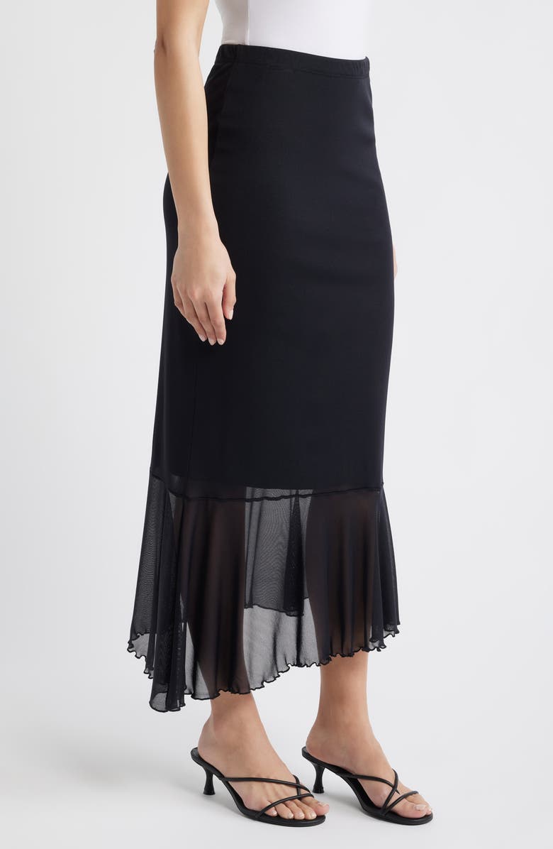 Loveappella Flounce Midi Skirt, Alternate, color, Black