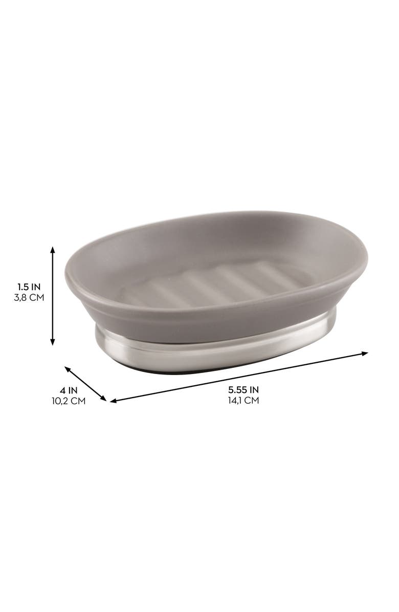 iDesign Ceramic Soap Dish for Bathroom Sink - Matte Gray/Brushed, Alternate, color, Matte Gray