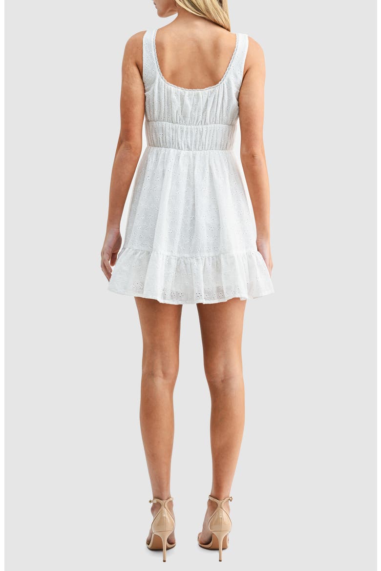 Button Front Cotton Eyelet Minidress, Alternate, color, OFF WHITE