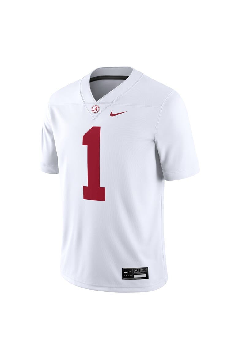 Men's Nike #1 White Alabama Crimson Tide Game Jersey, Alternate, color, White
