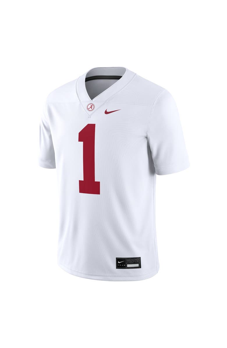 Nike Men's Nike #1 White Alabama Crimson Tide Game Jersey, Alternate, color, White