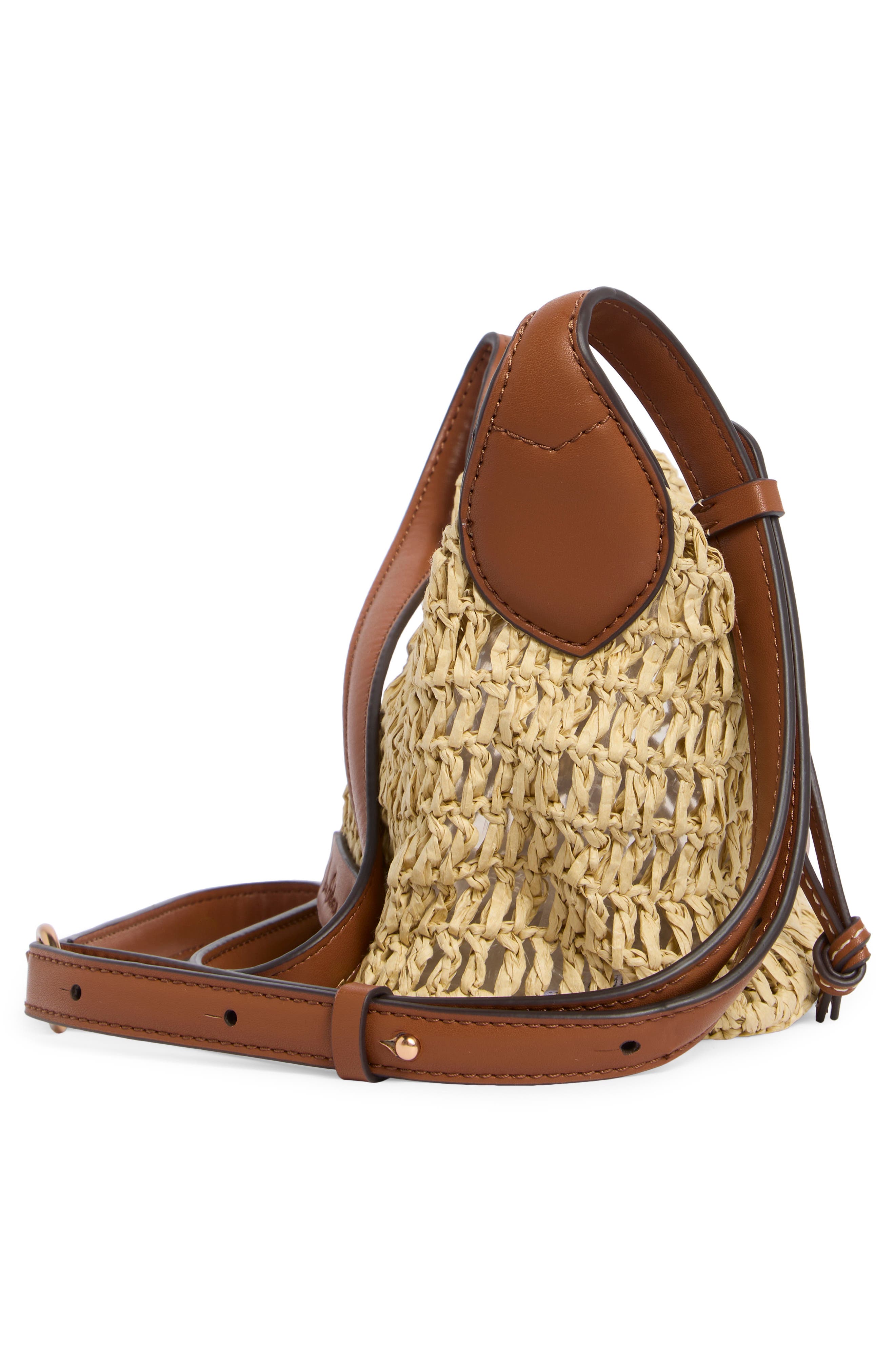 Sam Edelman Lizzie Raffia Crossbody Bag, Alternate, color, Cognac