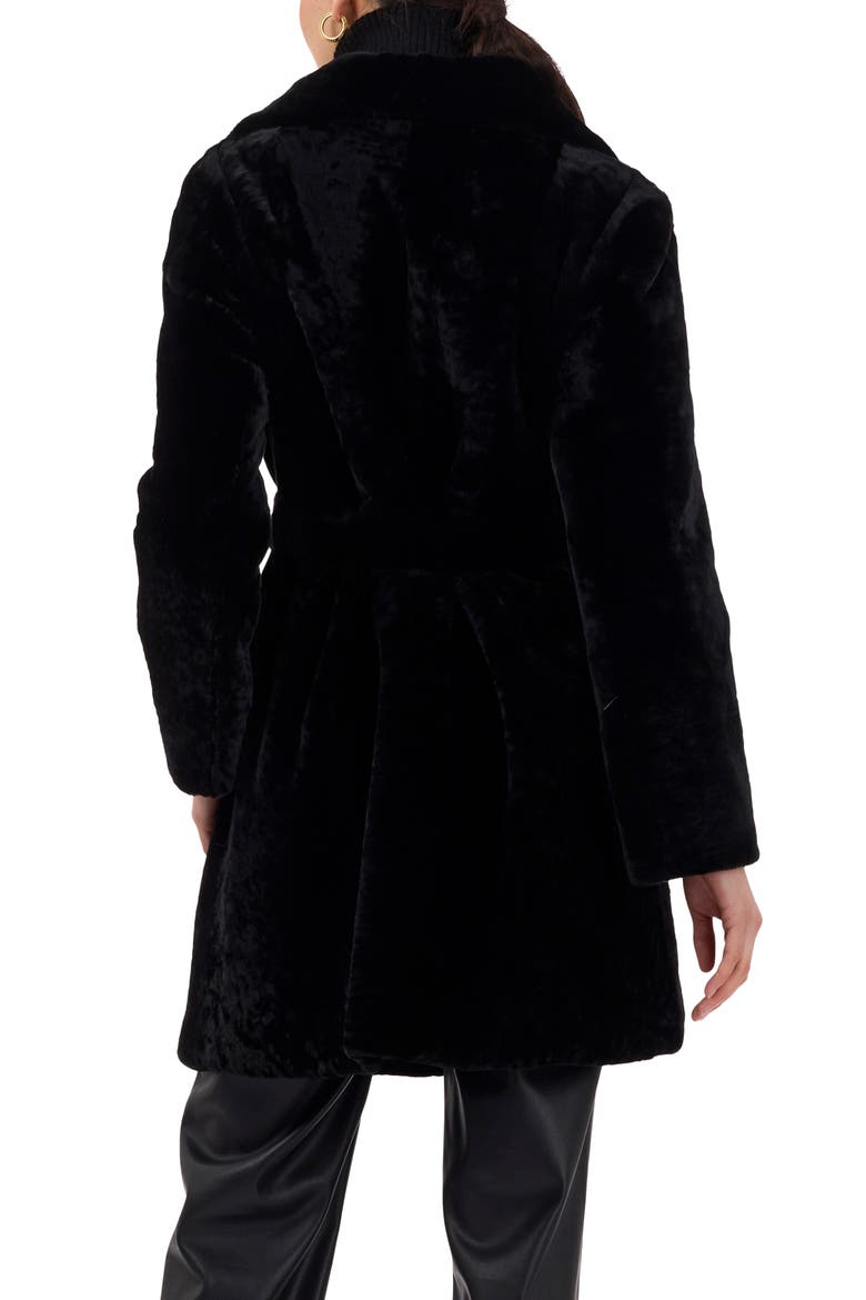 Genuine Shearling Stroller, Reversible To Taffeta, Belt, Alternate, color, BLACK/BLACK
