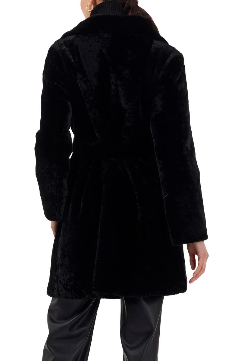 GORSKI Genuine Shearling Stroller, Reversible To Taffeta, Belt, Alternate, color, Black/Black