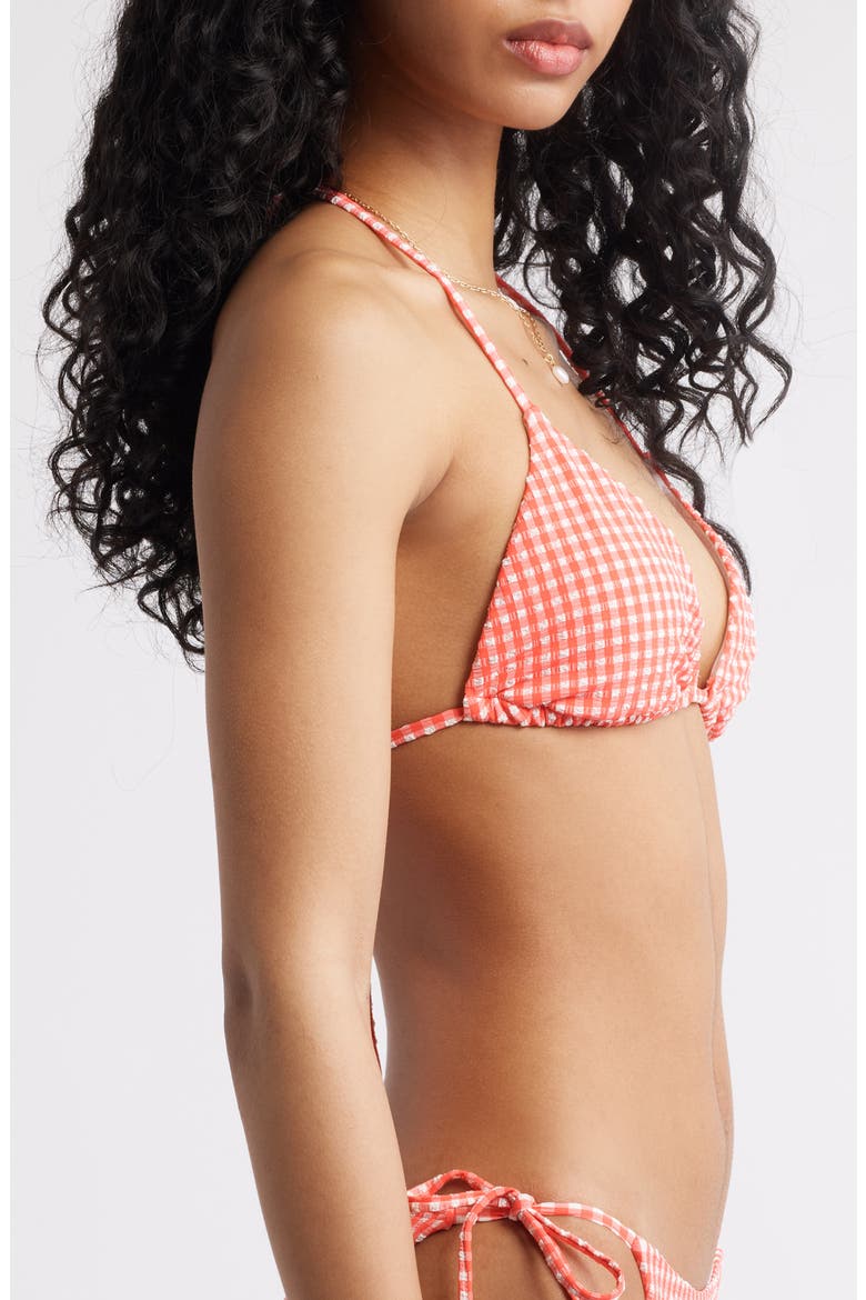 Gingham Classic Triangle Bikini Top, Alternate, color, WHITE- BITTERSWEET GINGHAM