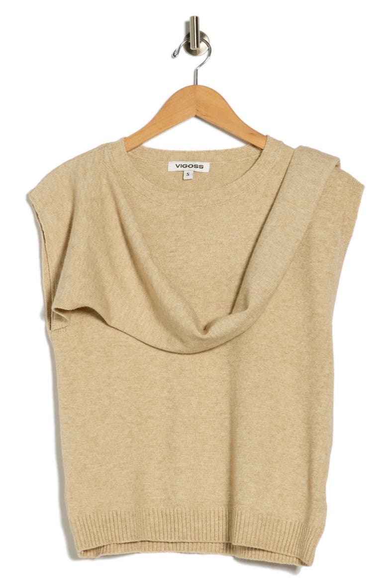 Sleeveless Sweater with Scarf, Alternate, color, OATMEAL