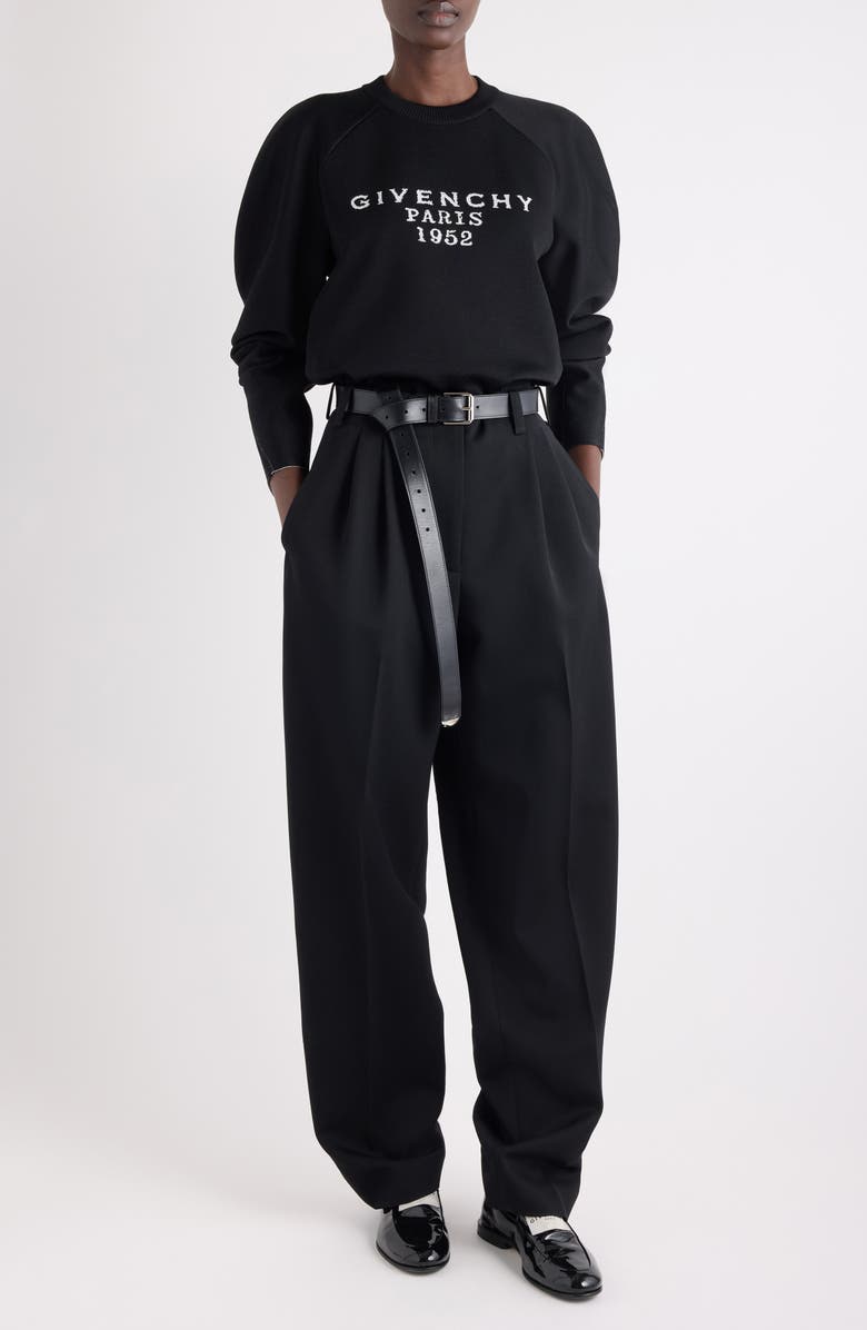 Givenchy Logo Intarsia Crewneck Sweater, Alternate, color, Black