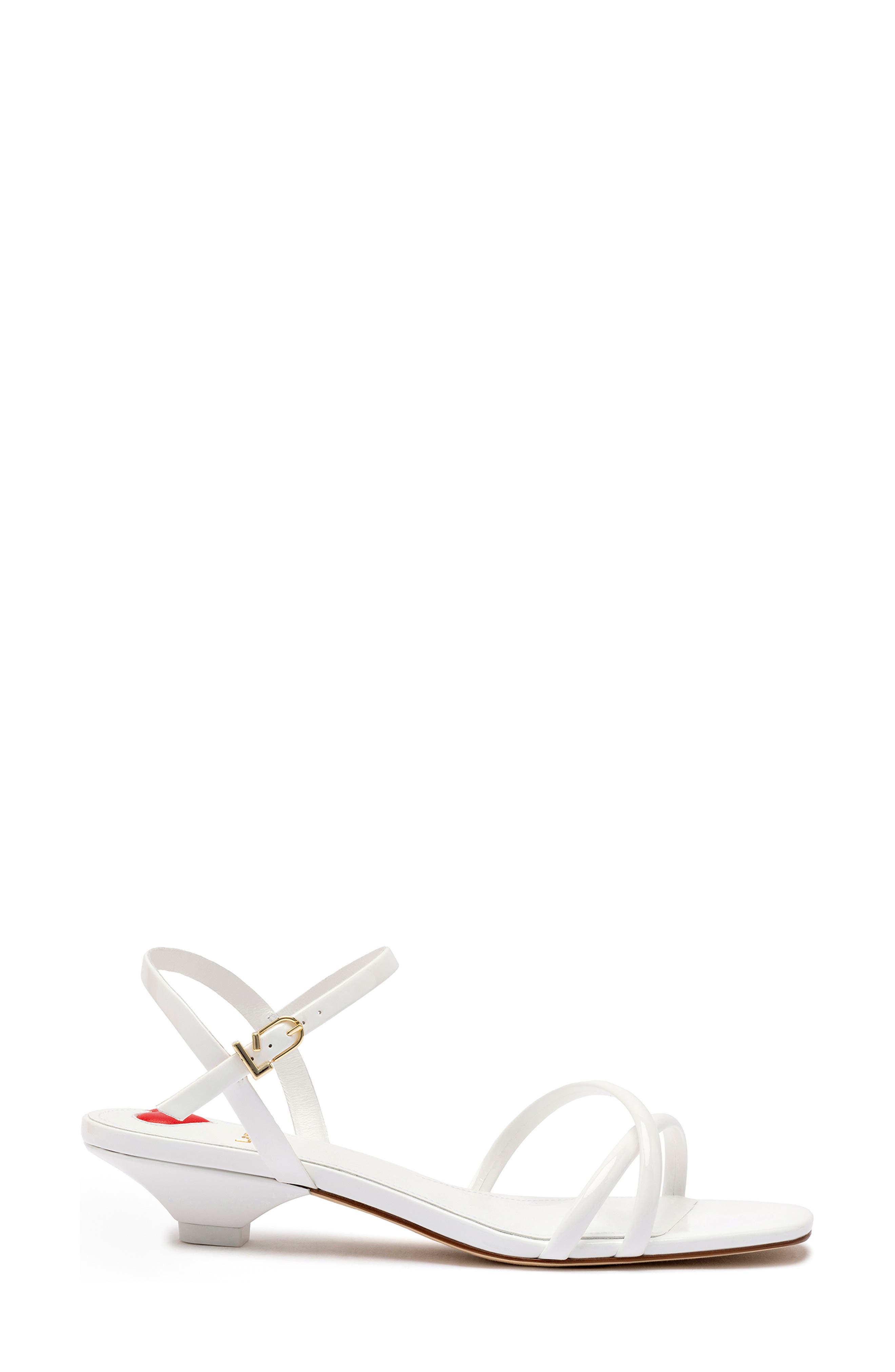 Larroudé Kitten Heel Sandal, Alternate, color, White Patent Leather