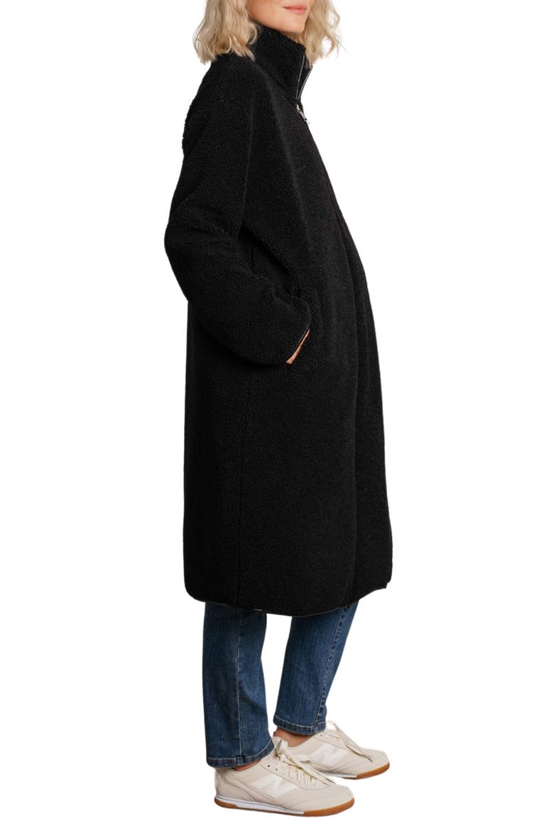 Teddi Maternity & Baby Wearing Long Coat, Alternate, color, BLACK