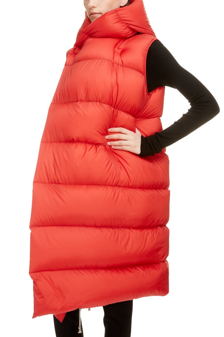 Oversized Down Puffer Vest, Alternate, color, RED