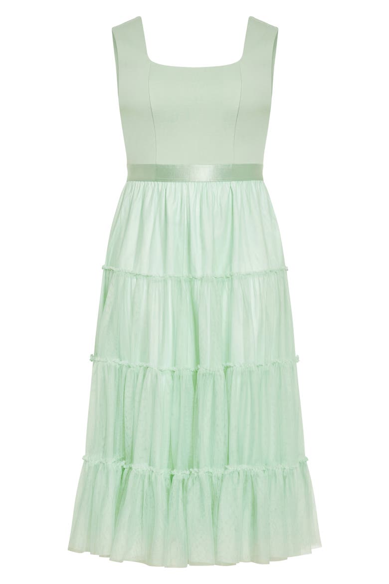 Sherie Sleeveless Tiered Tulle Dress, Alternate, color, MINTY