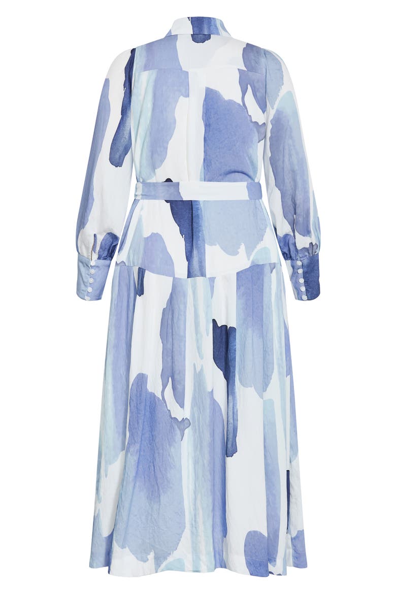 Ezra Print Midi Shirtdress, Alternate, color, TRANQUIL