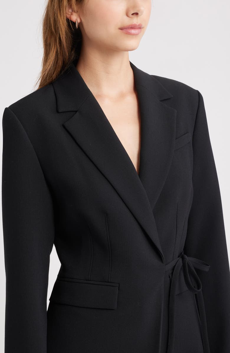 Open Edit The Icon Suiting Wrap Blazer Dress, Alternate, color, Black