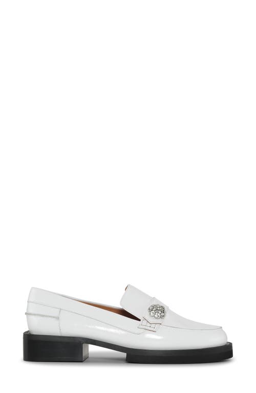 Ganni Jewel Buckle Patent Leather Loafer In Egret