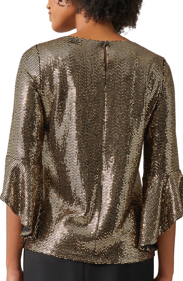 KASPER Shine Dot Ruffle Sleeve Top, Alternate, color, 