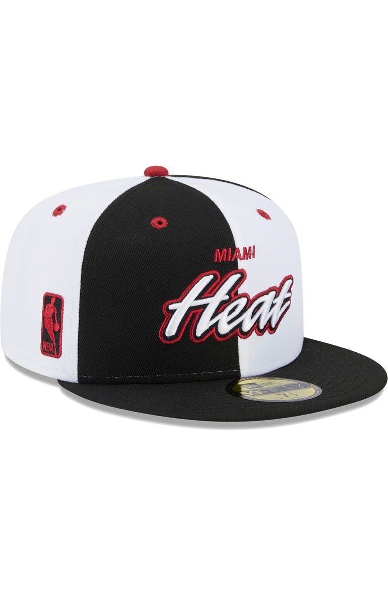 New Era Men's New Era Black/White Miami Heat Griswold 59FIFTY Fitted Hat, Main, color, 
