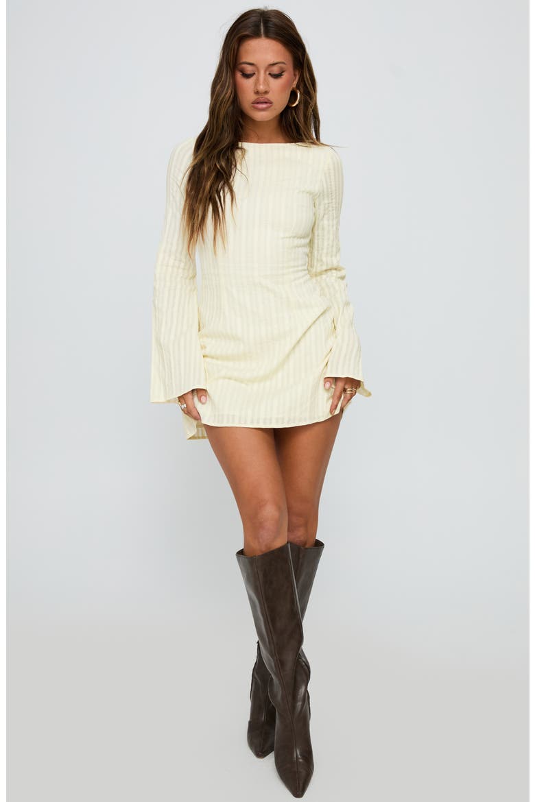 Alfalfa Tonal Stripe Long Sleeve Minidress, Alternate, color, CREAM