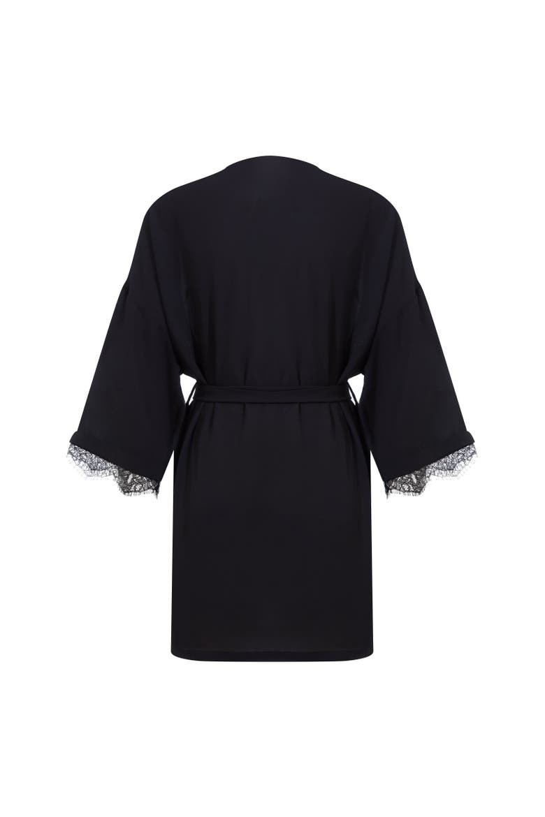 Caroline Chiffon Robe, Alternate, color, Black