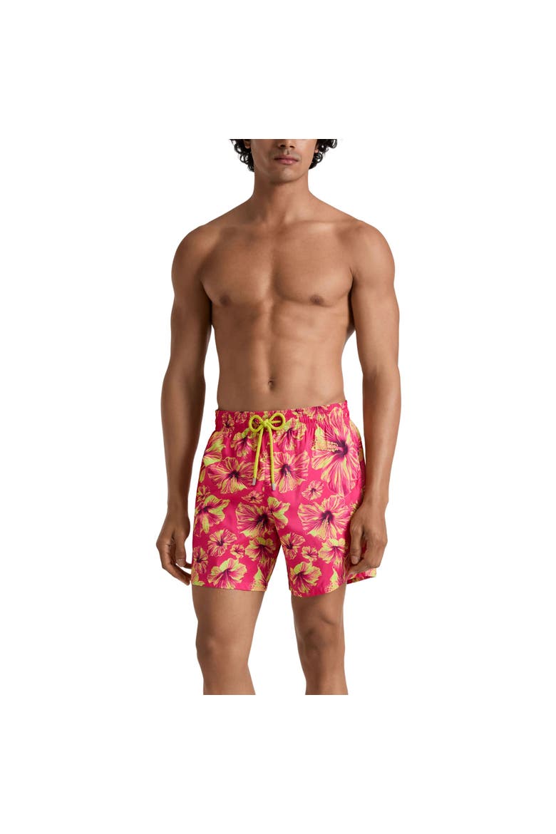 Men Ultra-light and packable Swim Shorts Macro Hibiscus, Alternate, color, Beetroot Purple
