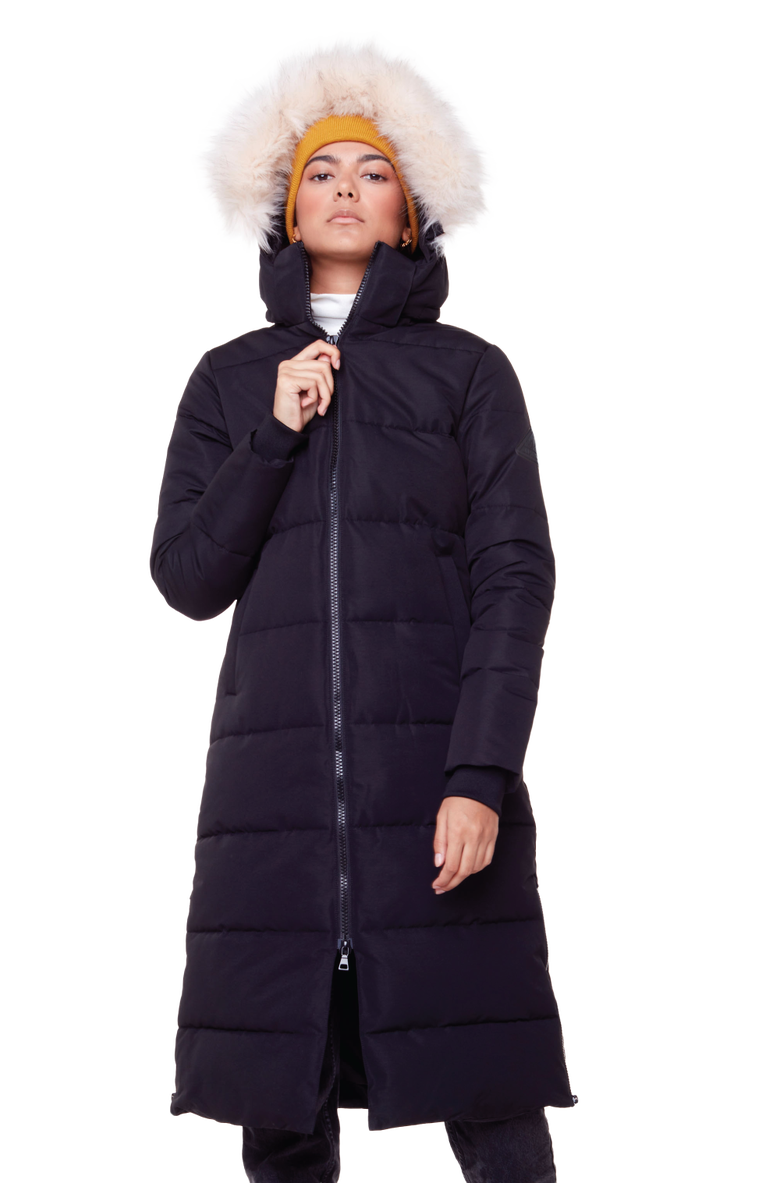 Alpine North KLUANE - Vegan Down Ultra Long Winter Parka, Main, color, Black