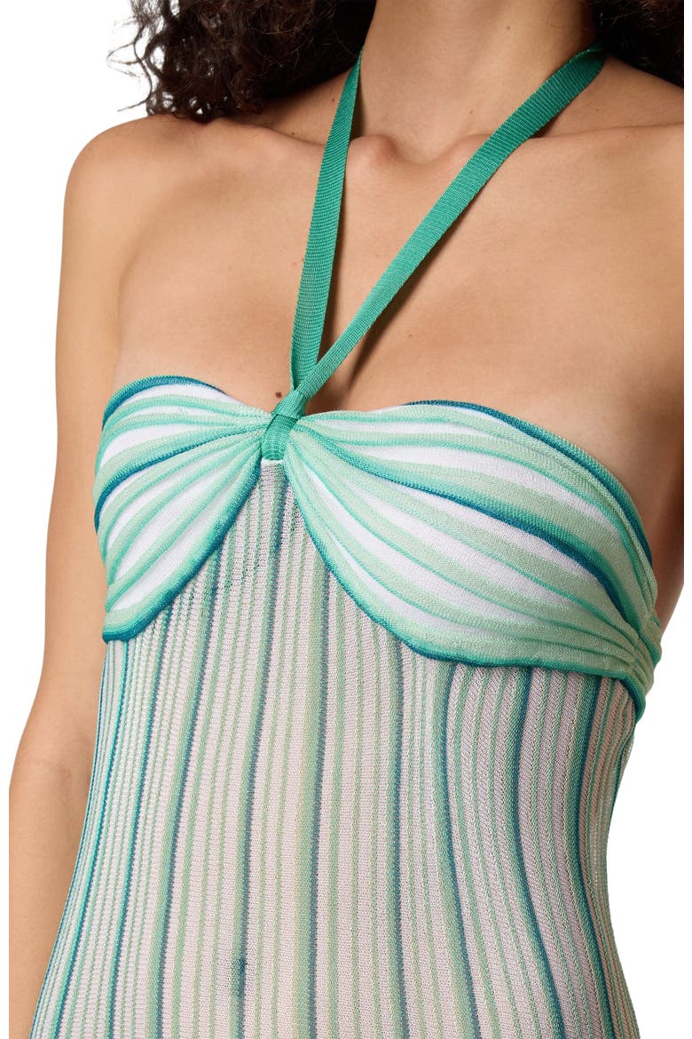 Long Cover-up Dress In Ribbed Viscose, Alternate, color, White & Light Blue