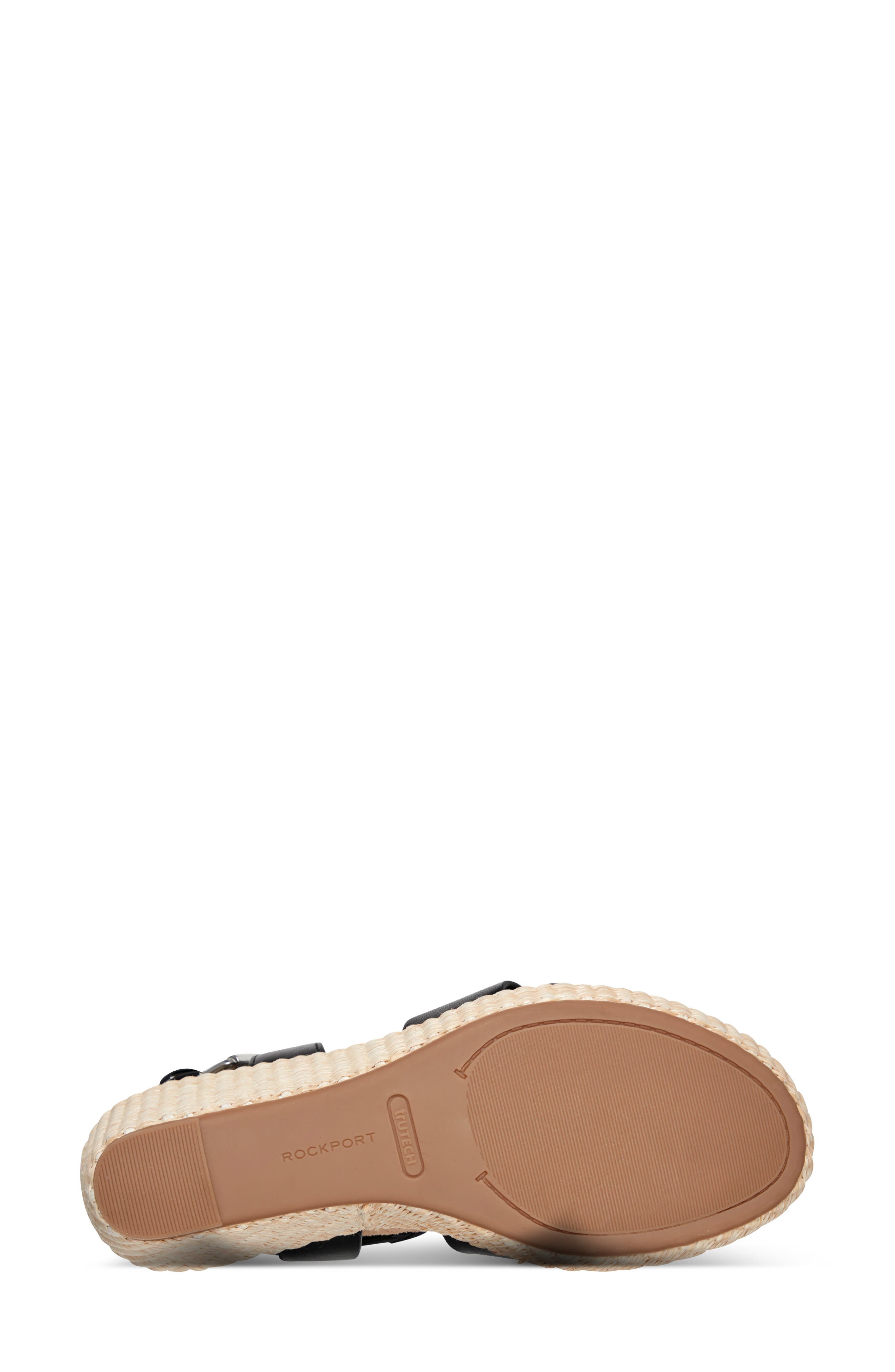 Rockport Belle Wedge Sandal, Alternate, color, Black Leather