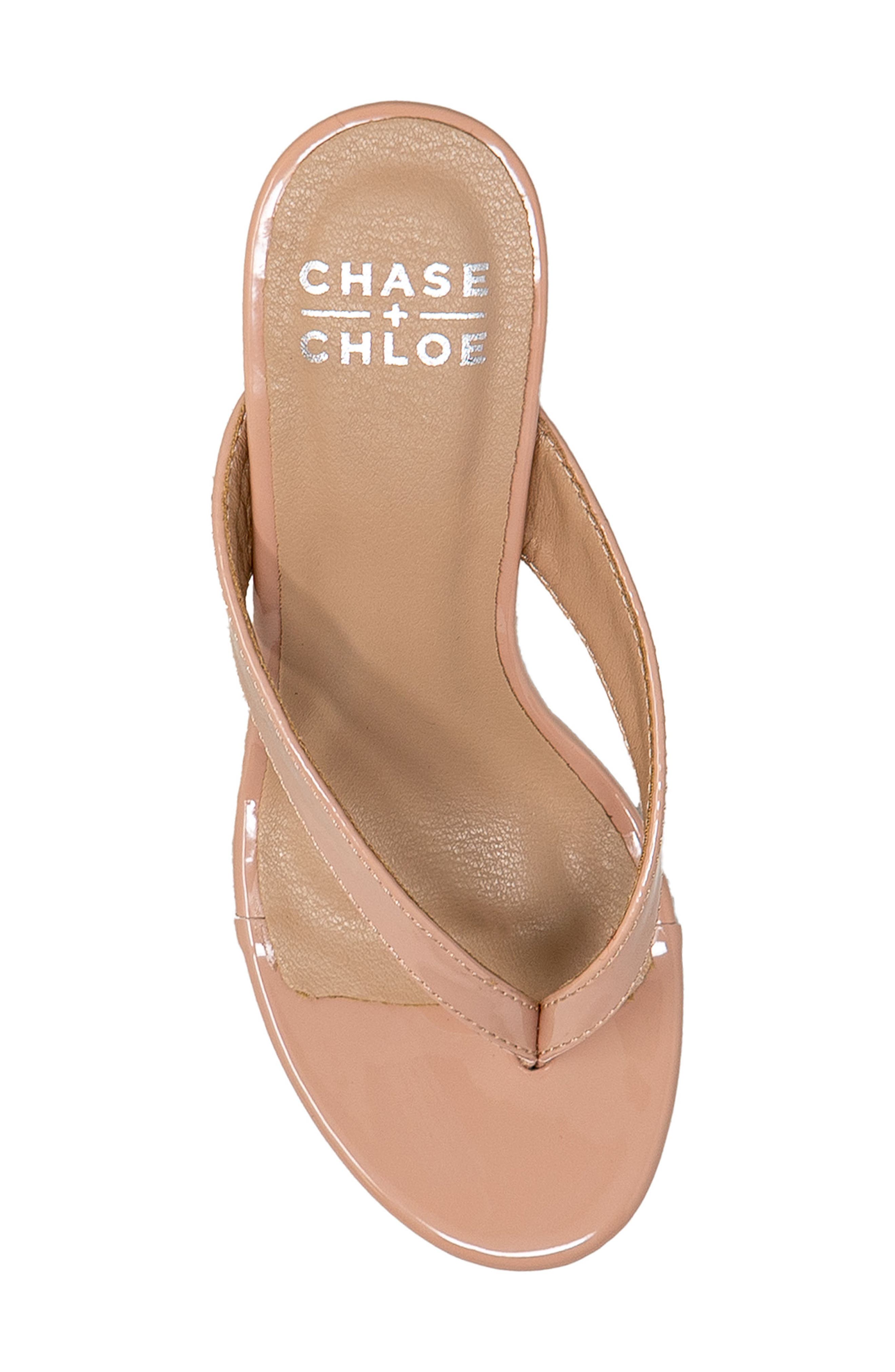 Toe Post Wedge Sandal, Alternate, color, NUDE PATENT