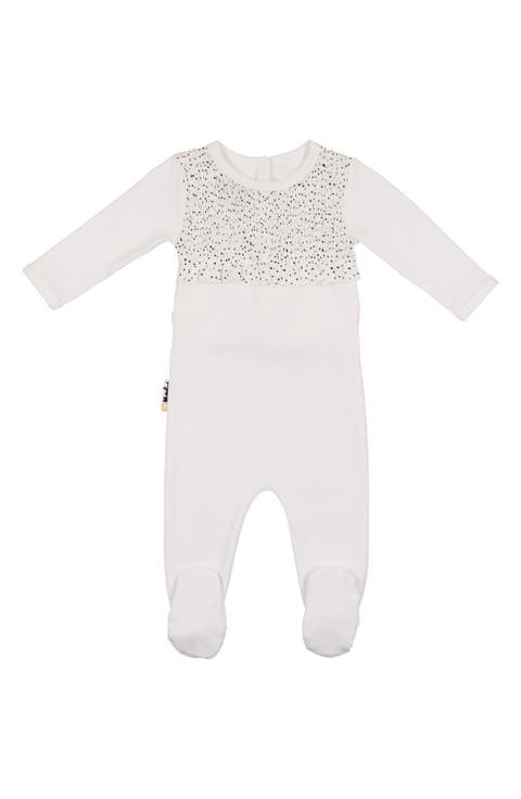Speckled Smocked Cotton Blend Footie (Baby)