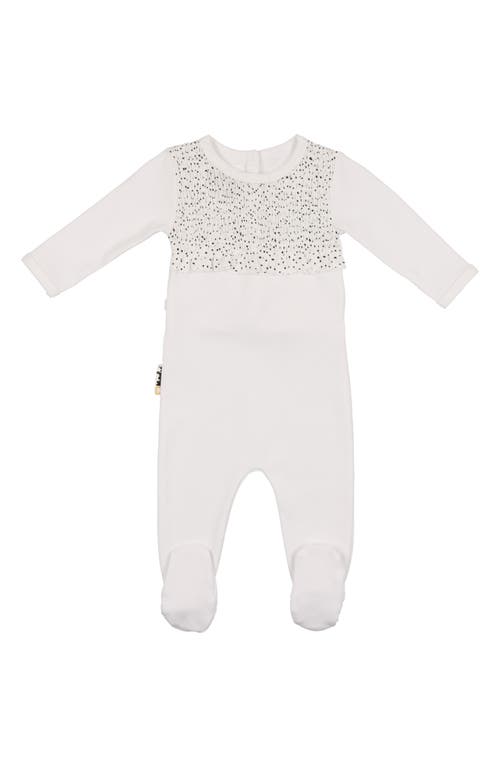 Maniere Manière Speckled Smocked Cotton Blend Footie In White