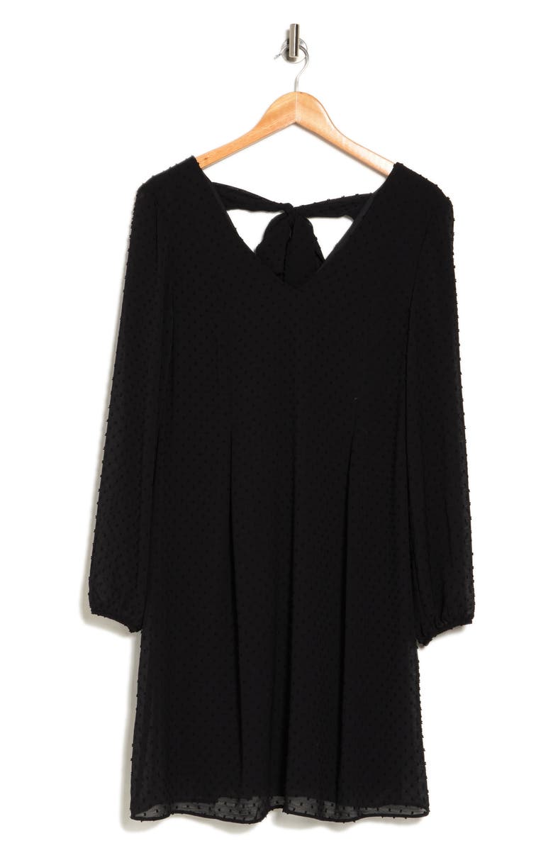 Nine West Clip Dot Long Sleeve Shift Dress, Alternate, color, 