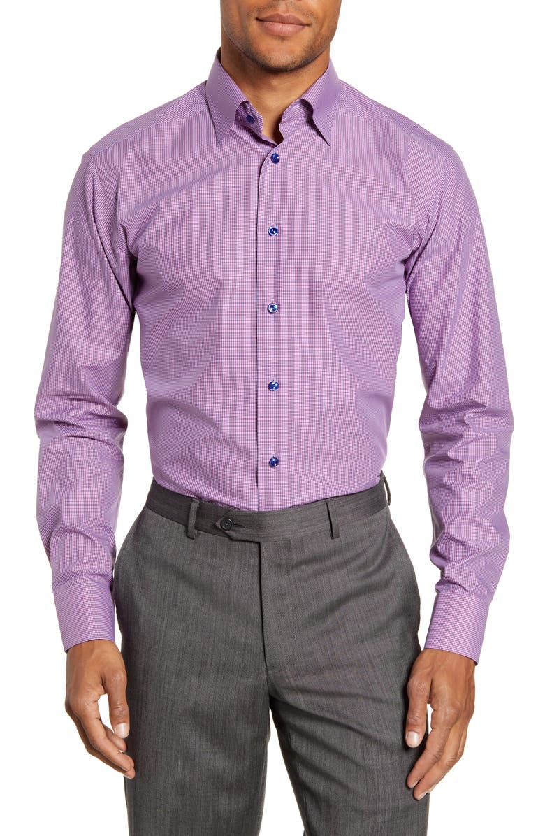 Eton Slim Fit Microcheck Print Dress Shirt, Main, color,