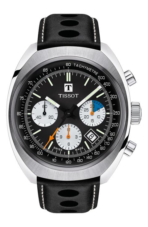 Heritage 1973 Nav Chronograph Leather Strap Watch, 43mm
