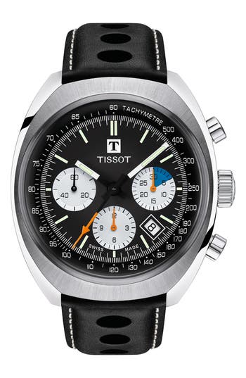 Tissot Heritage 1973 Nav Chronograph Leather Strap Watch, 43mm In Black