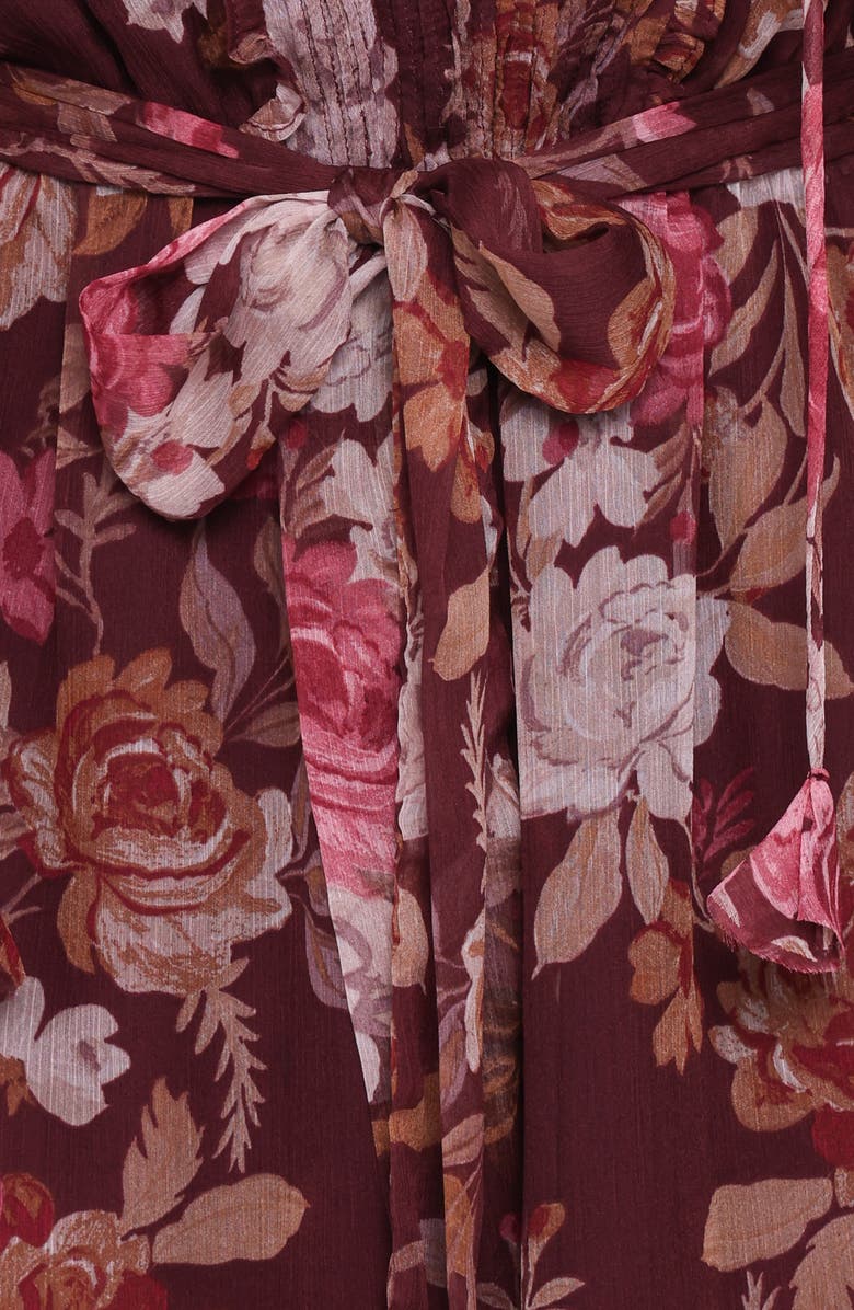 Petal & Pup Delaney Floral Print Ruffle Chiffon Romper, Alternate, color, Brandy Bloom