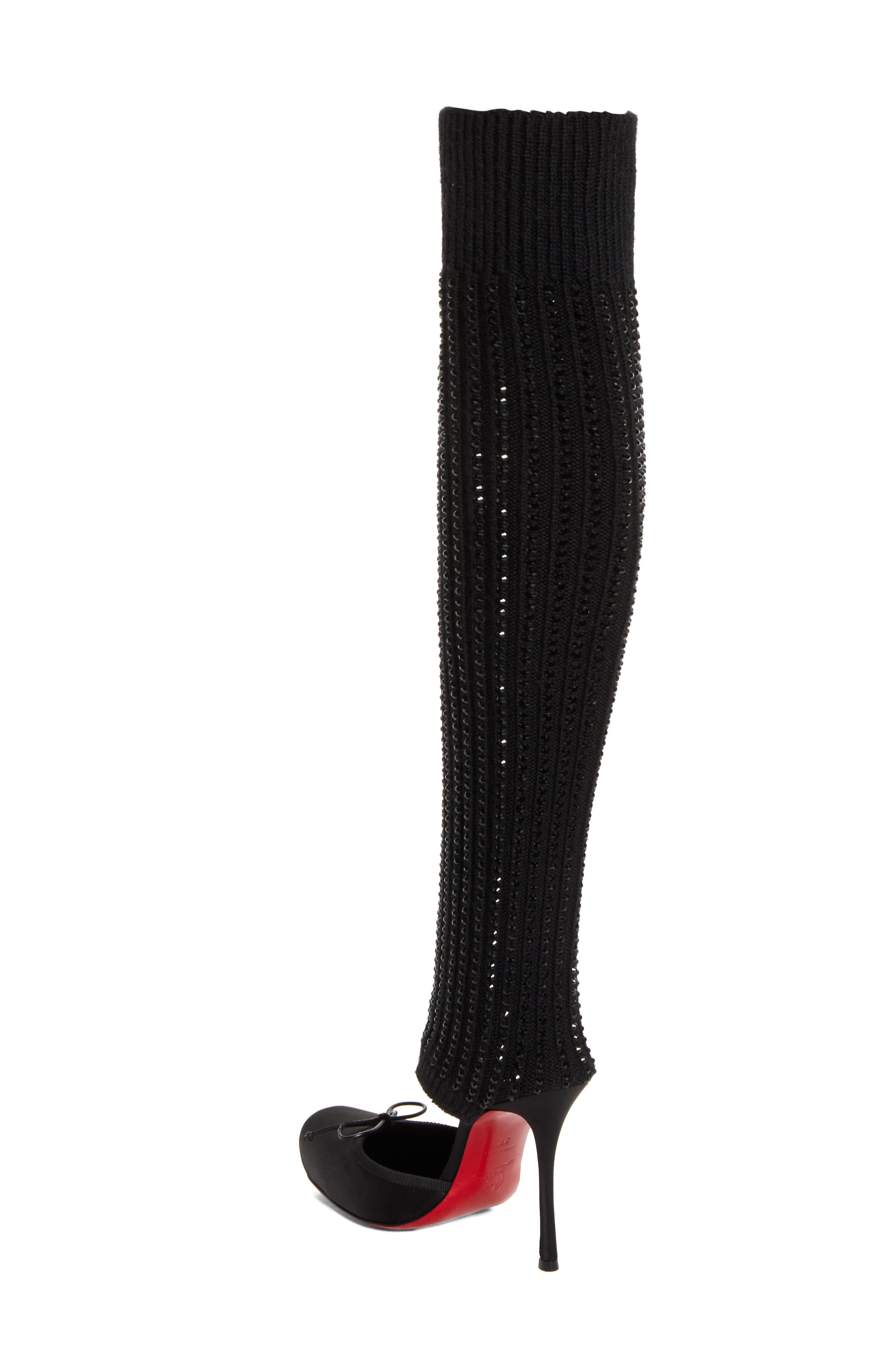 Christian Louboutin Cassia Annmac Leg Warmer Hybrid Pump, Alternate, color, Black/ Black