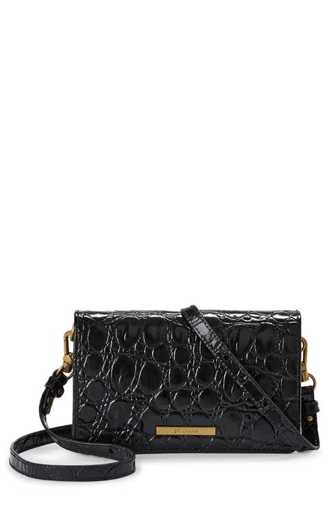 Minuette Croc Embossed Leather Crossbody Bag