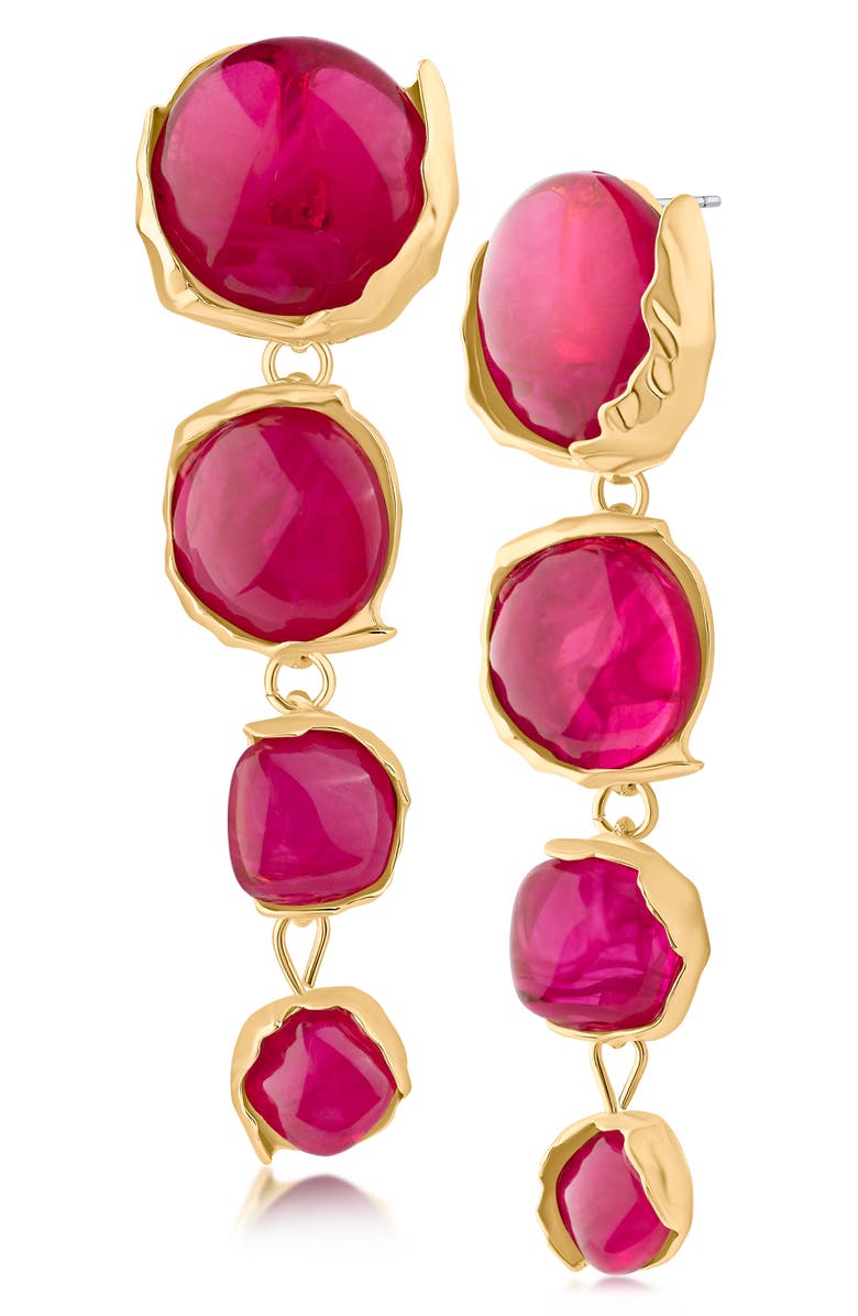 JARDIN Graduated Sculpted Circle Linear Drop Earrings, Main, color, Pink/ Gold