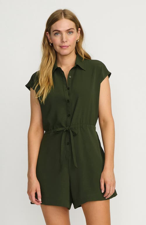Lands' End Cap Sleeve Creaseless Button-down Romper