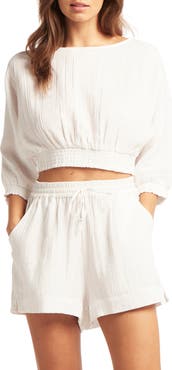 Sea Level Sunset Beach Cotton Gauze Cover-Up Shorts