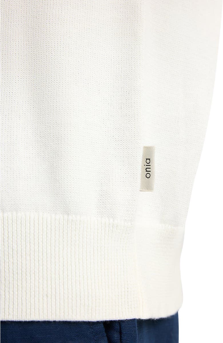 Onia Cotton Knit Long Sleeve Polo Sweatshirt, Alternate, color, Quiet Grey/Whte