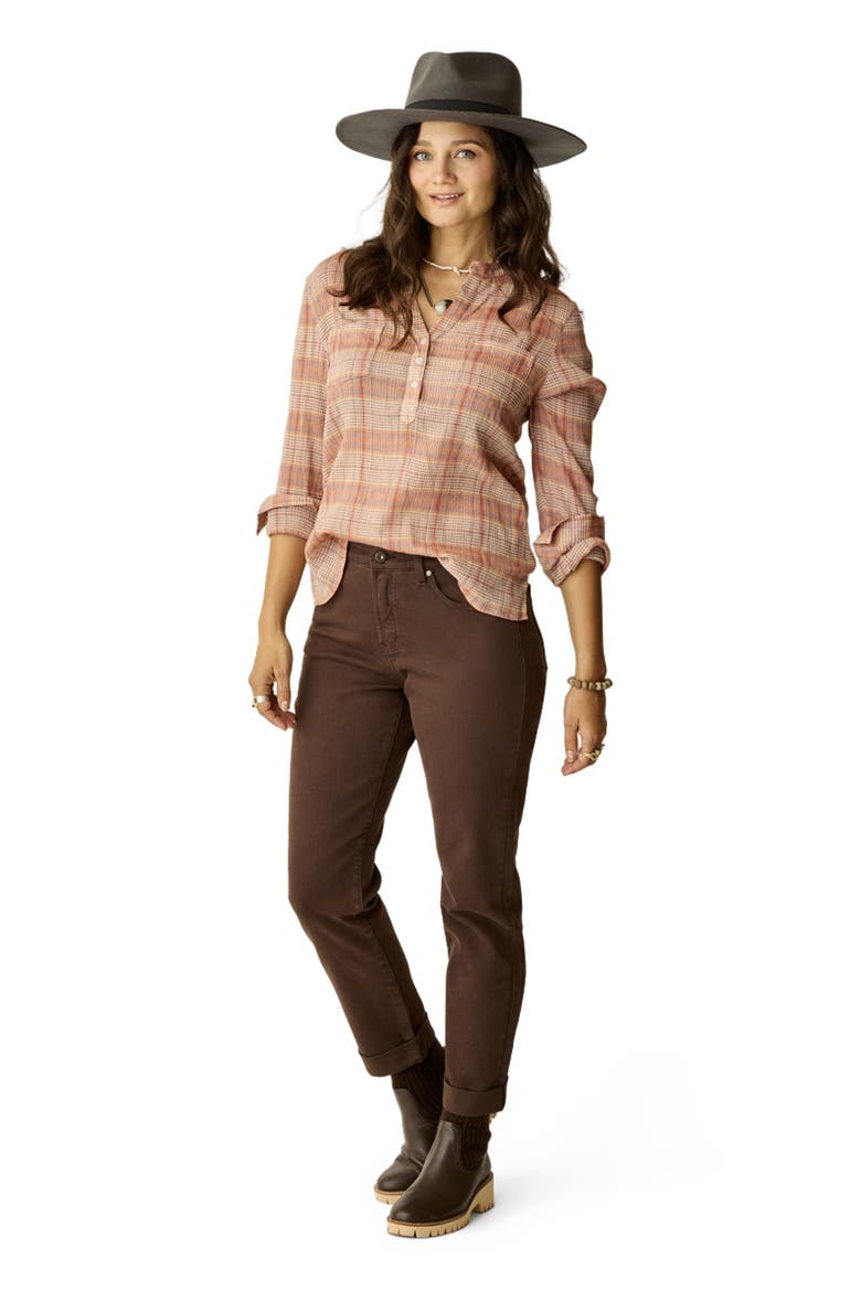 Dylan Gauze Shirt, Main, color, Rosewood Plaid