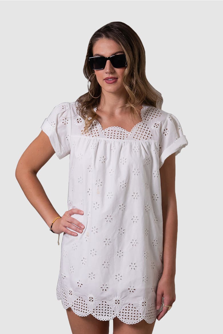 Celine Mini Dress, Main, color, Cayman Eyelet White