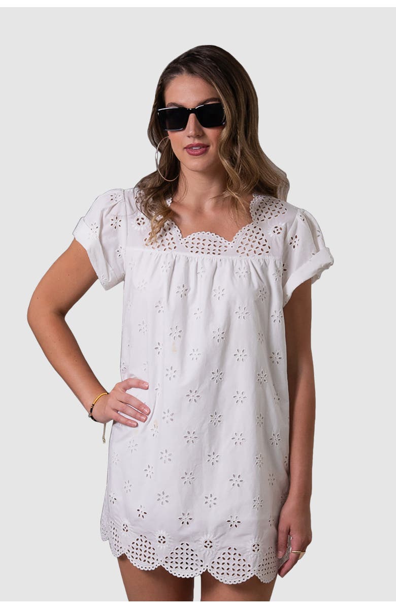 West Of Celine Mini Dress, Main, color, Cayman Eyelet White