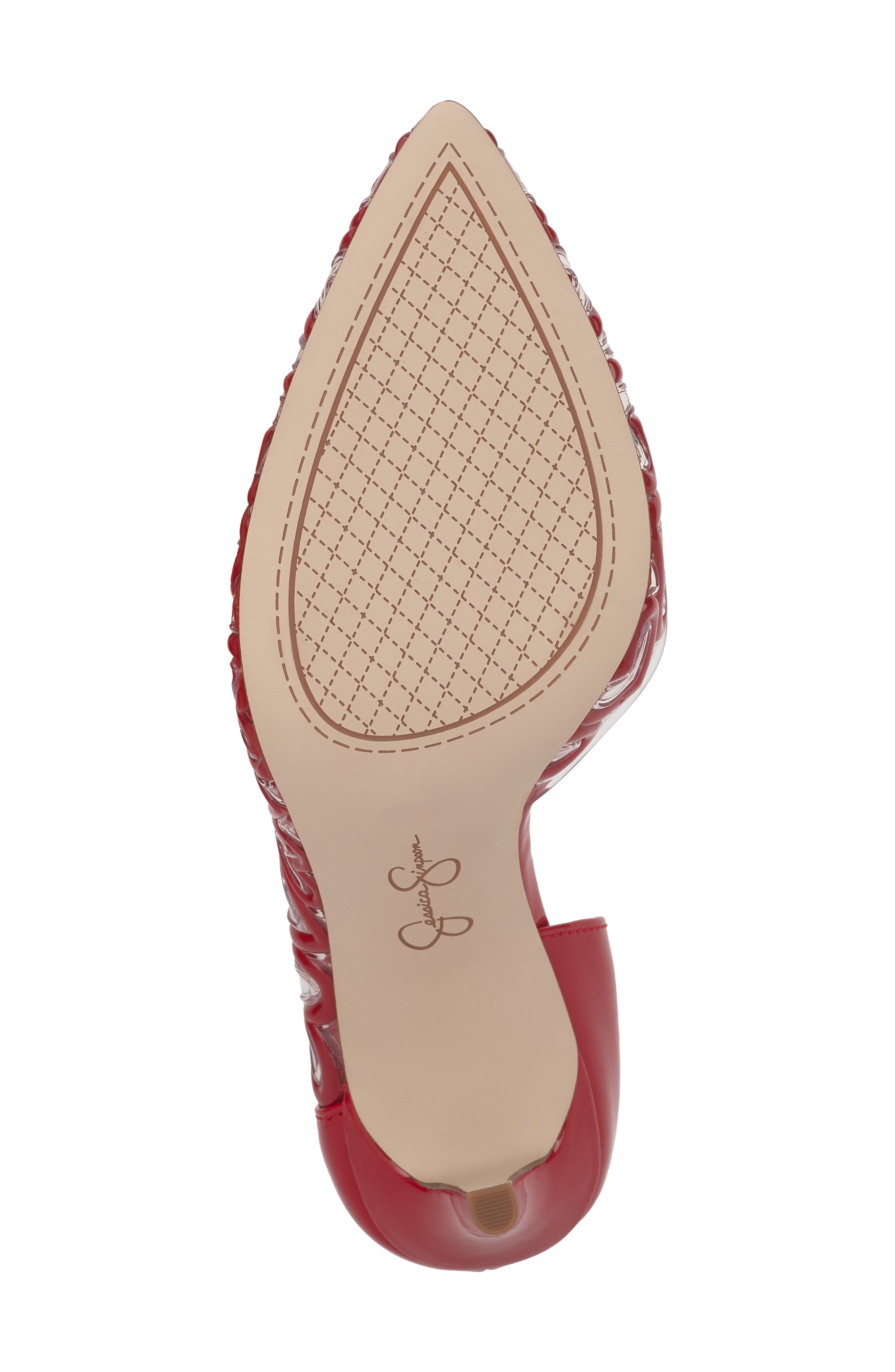 Jessica Simpson Palvin Half d'Orsay Pointed Toe Pump, Alternate, color, Red Muse/ Clear