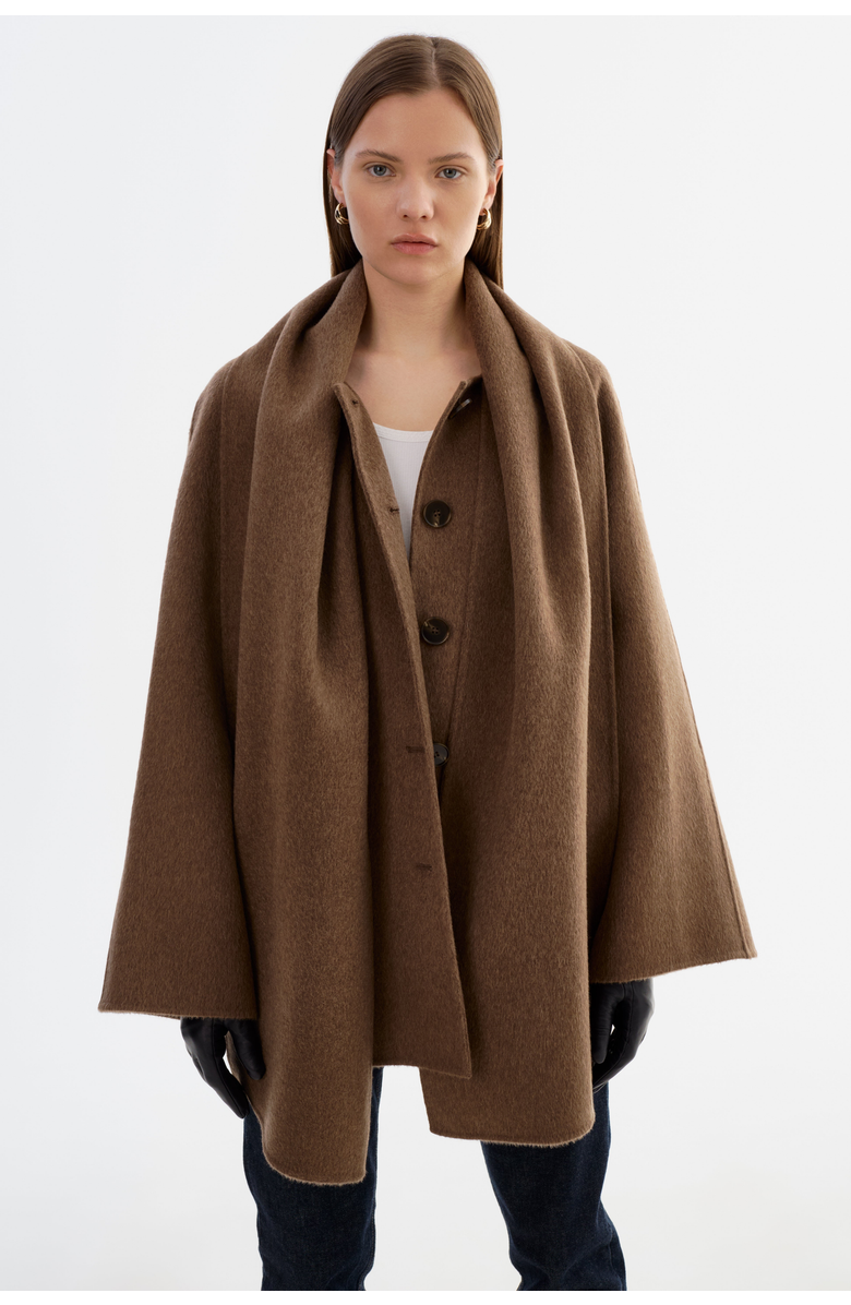 LAMARQUE Anca | Scarf Jacket, Alternate, color, Heather Brown