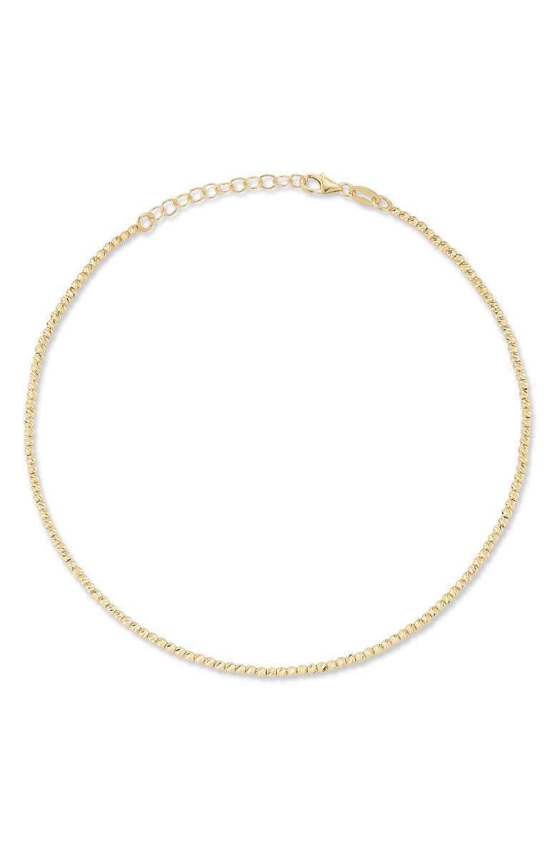 Ember Fine Jewelry Textured Bead Anklet, Main, color, 14K Gold